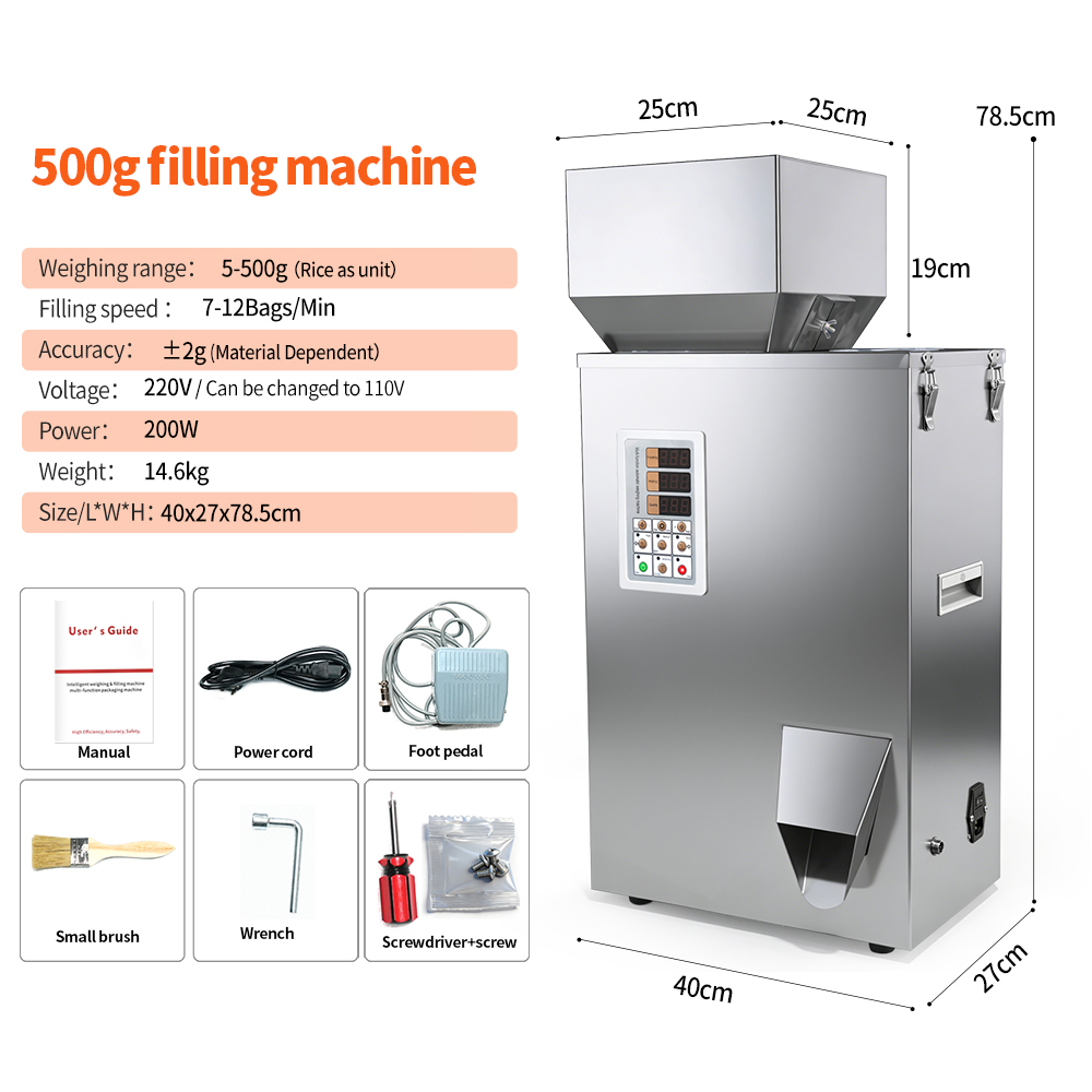 5-500g Precision Digital Weighing Dispenser | Multi-Range Quantitative Filler for Food, Feed & Small Parts | 110V Ready for US Market | Compact Commercial Packaging Solution 5-500g Precision Digital Weighing Dispenser | Multi-Range Quantitative Filler for Food, Feed & Small Parts | 110V Ready for US Market | Compact Commercial Packaging Solution